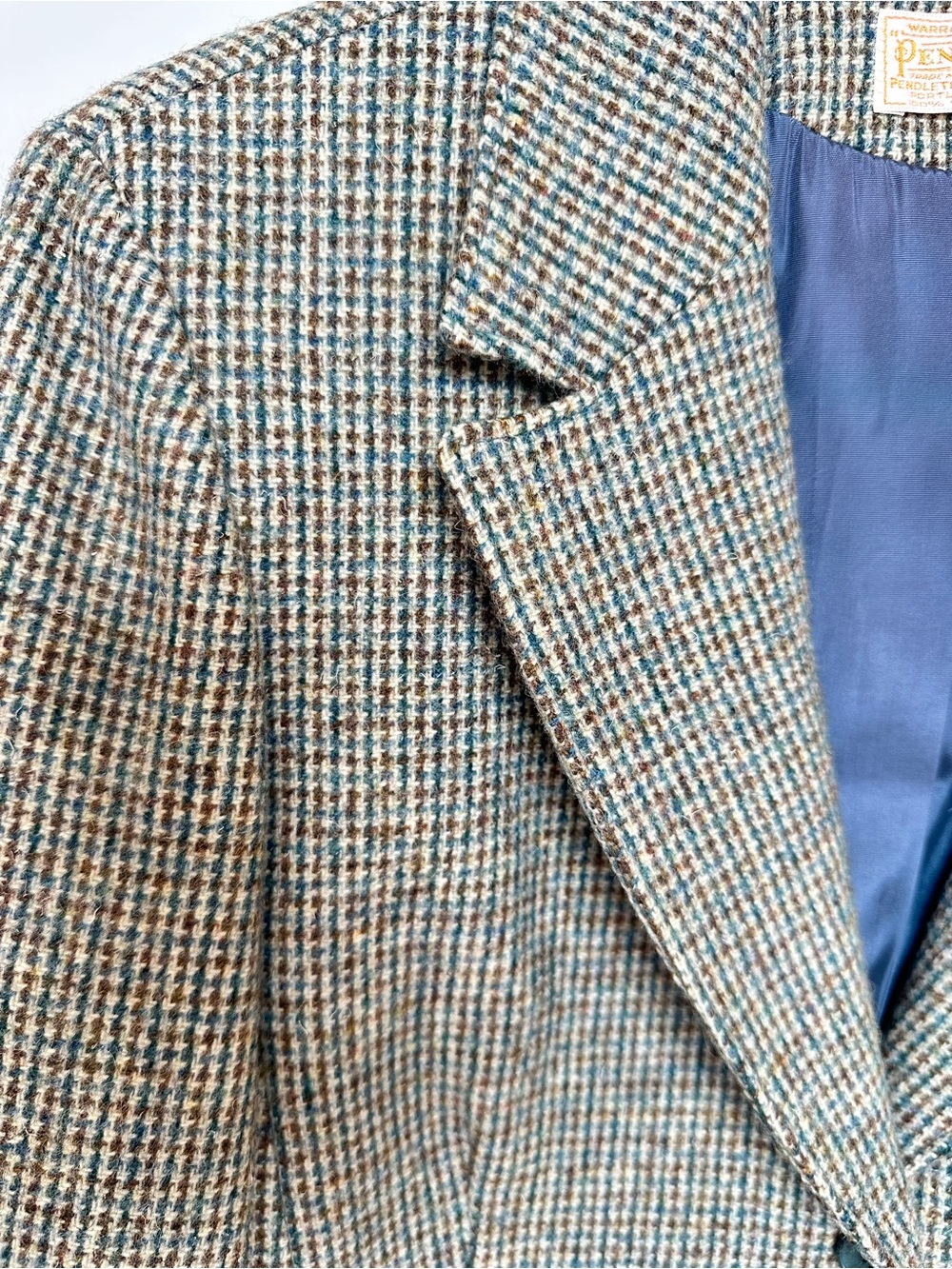 Pendleton Brown & Blue Houndstooth Wool Blazer